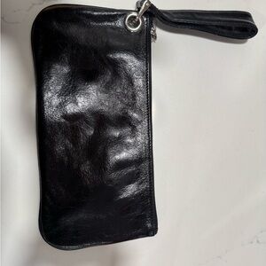 HOBO Black Leather Wristlet Clutch